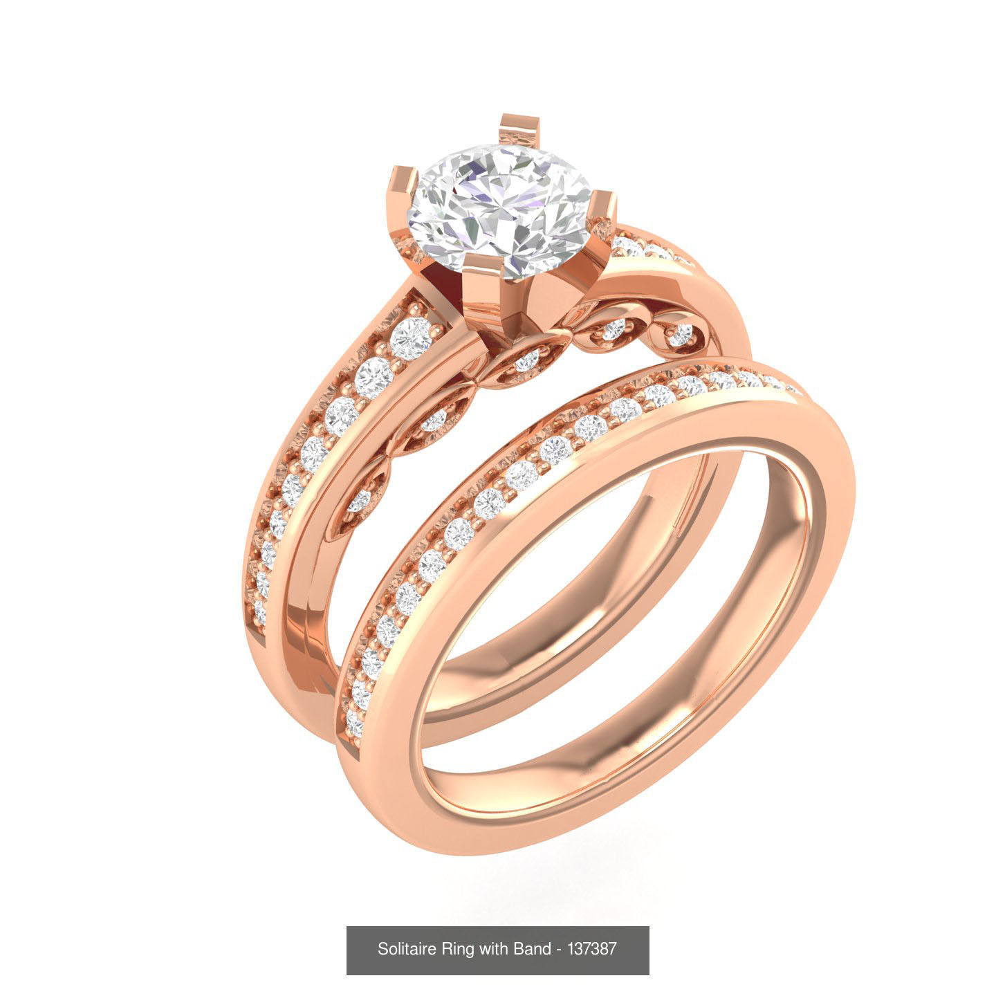 224  Solitaire Rings with bands 3dm stl renders details 3D Model Collection_263