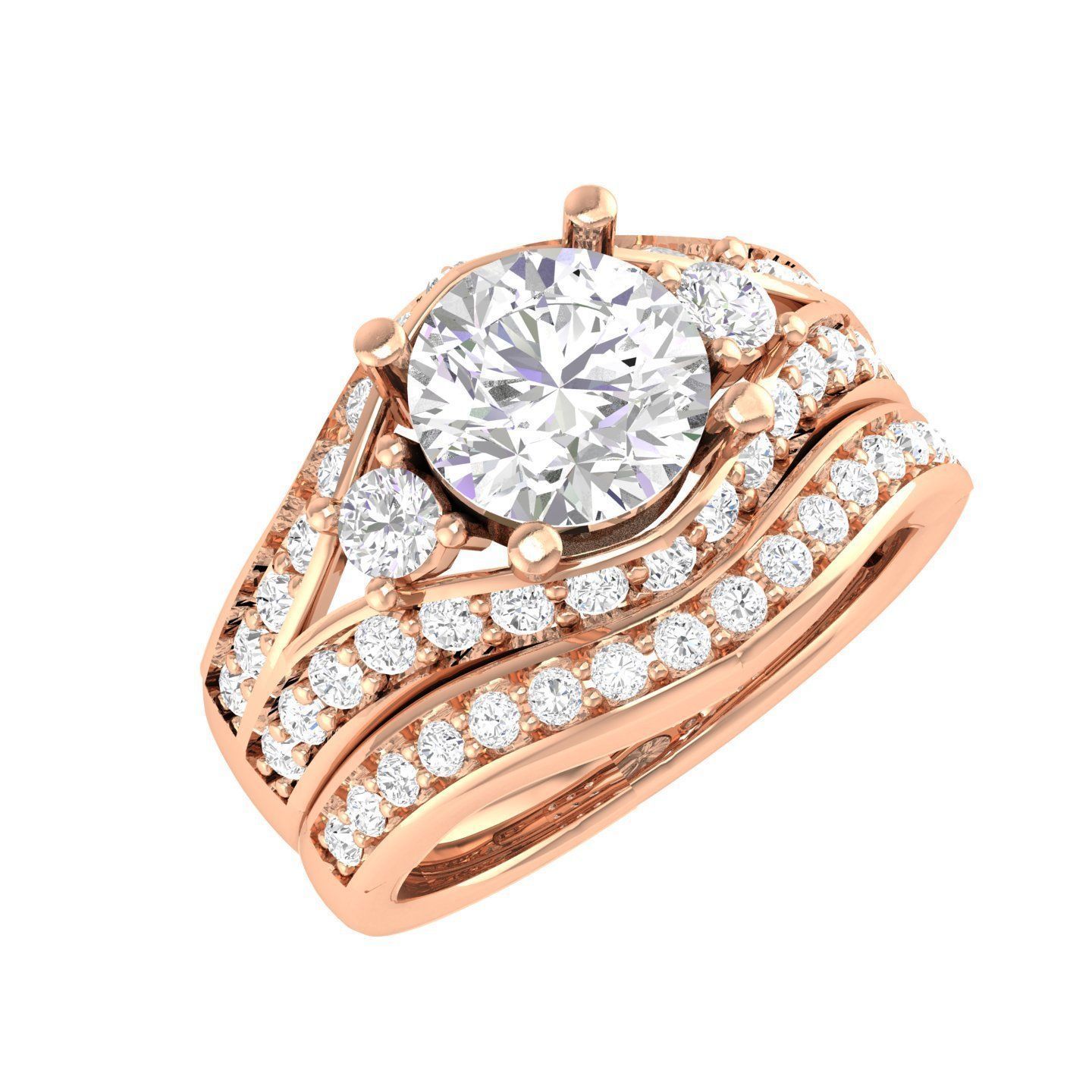 224  Solitaire Rings with bands 3dm stl renders details 3D Model Collection_248