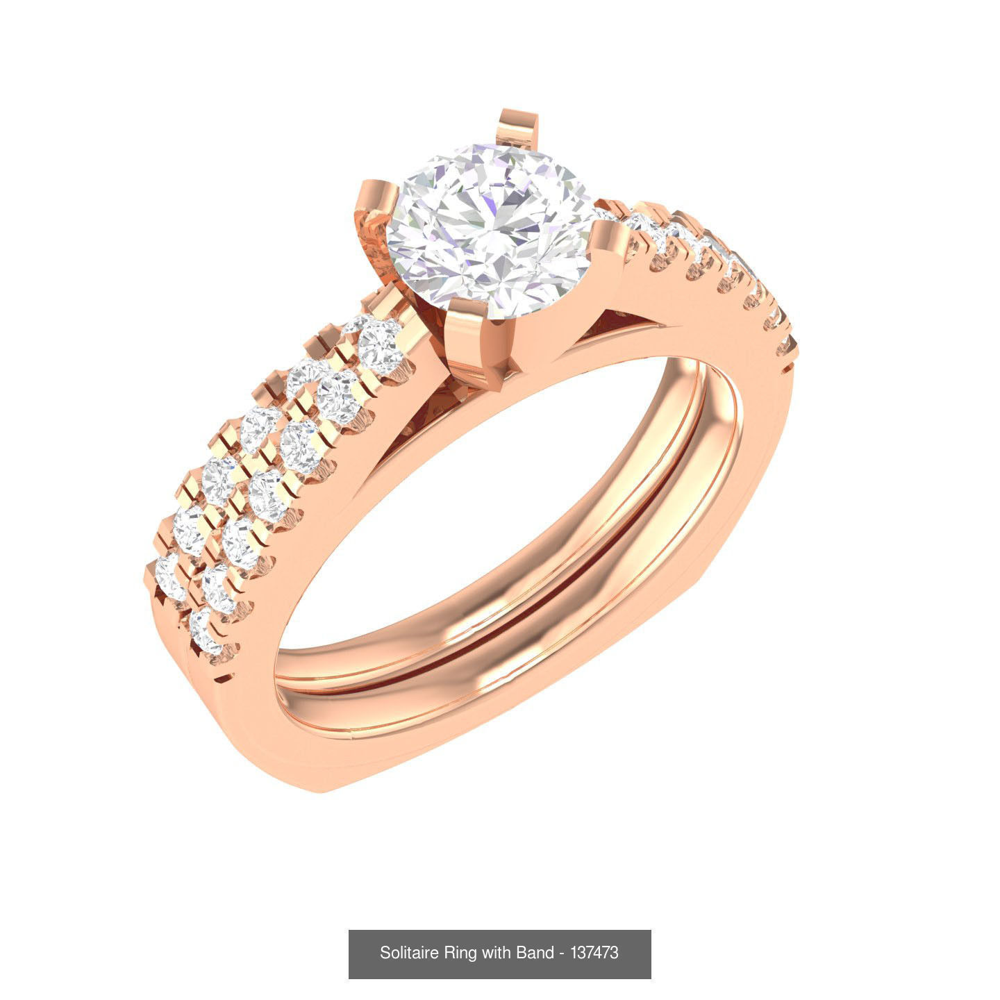224  Solitaire Rings with bands 3dm stl renders details 3D Model Collection_217