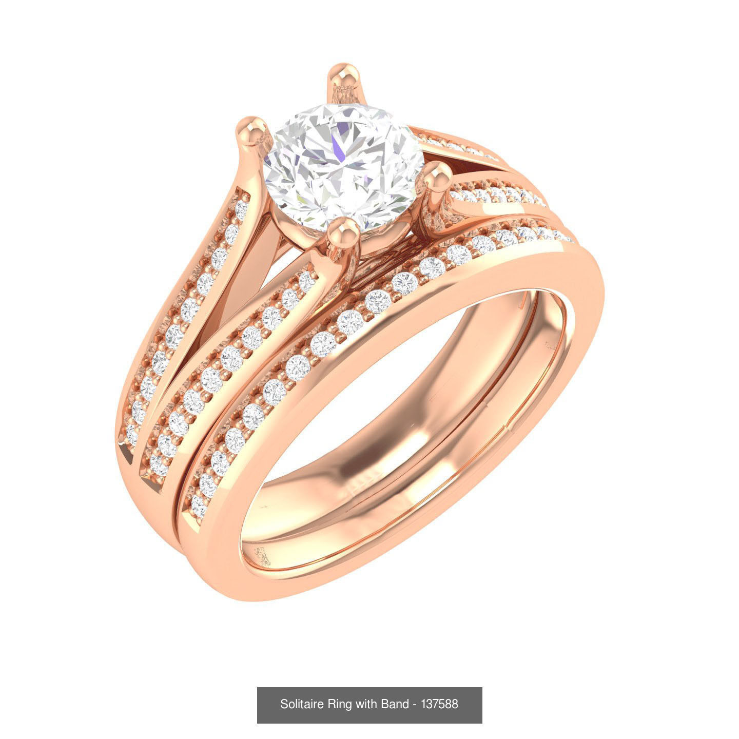 224  Solitaire Rings with bands 3dm stl renders details 3D Model Collection_157