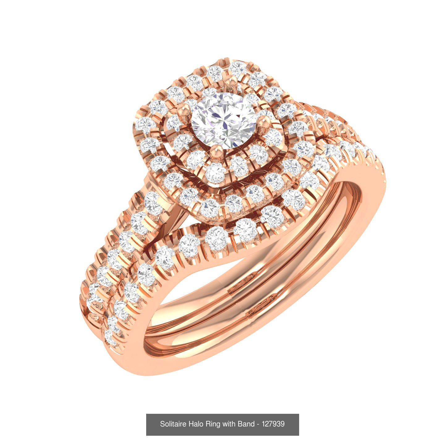 224  Solitaire Rings with bands 3dm stl renders details 3D Model Collection_331