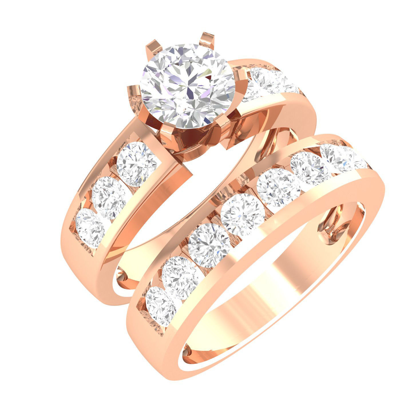 224  Solitaire Rings with bands 3dm stl renders details 3D Model Collection_230