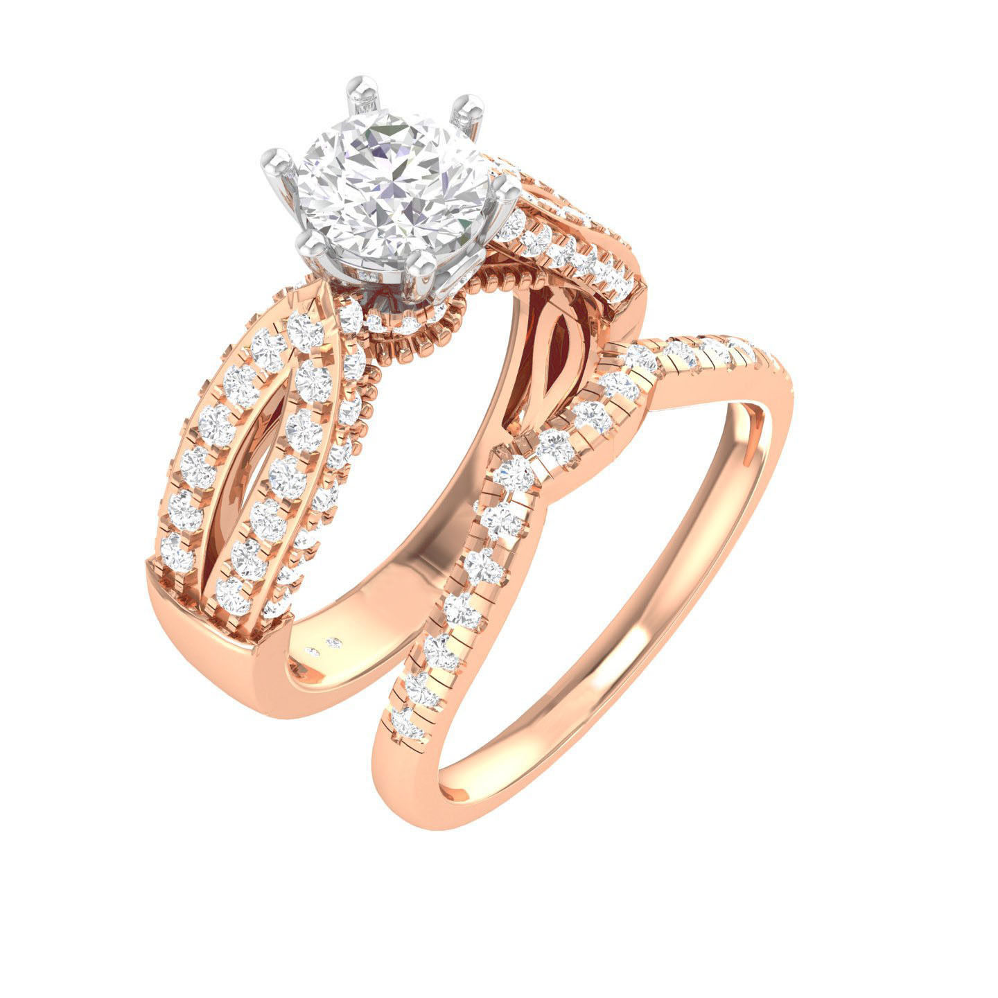 224  Solitaire Rings with bands 3dm stl renders details 3D Model Collection_36