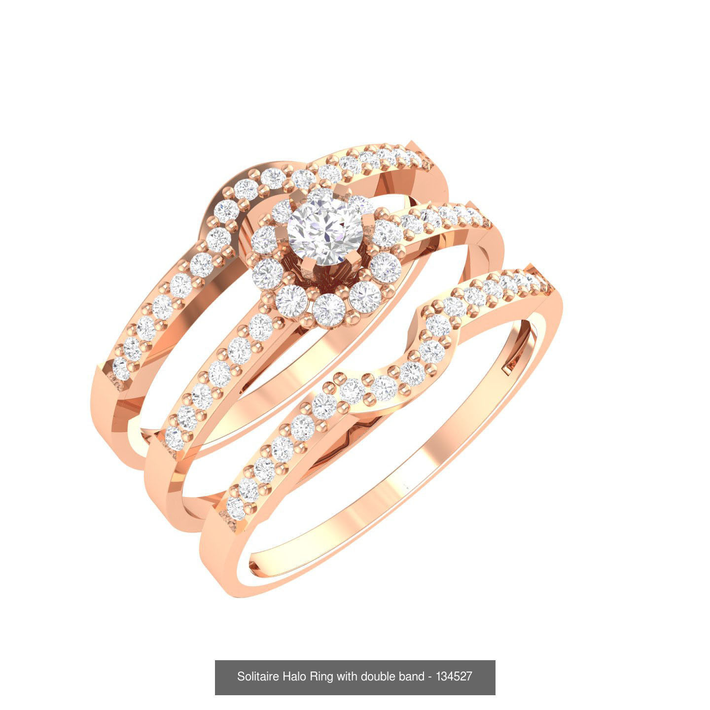 224  Solitaire Rings with bands 3dm stl renders details 3D Model Collection_302