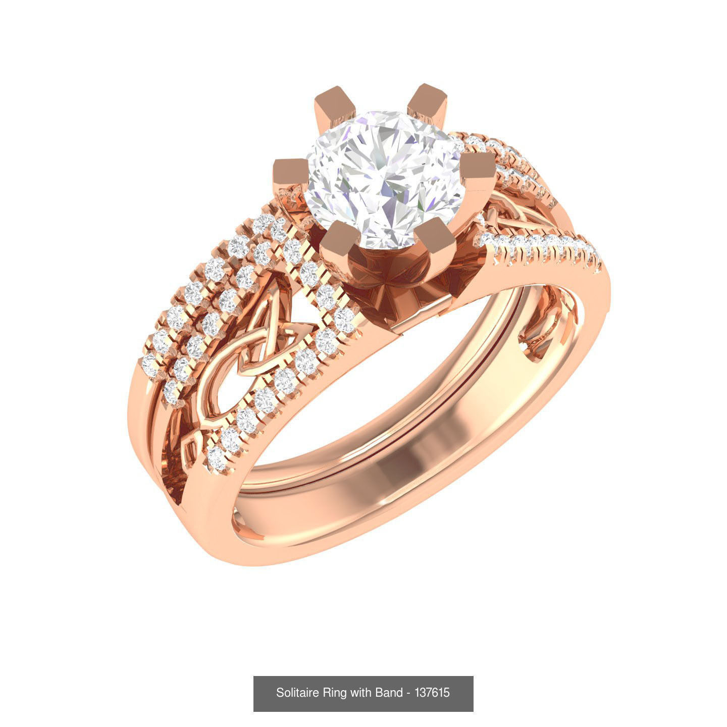224  Solitaire Rings with bands 3dm stl renders details 3D Model Collection_143