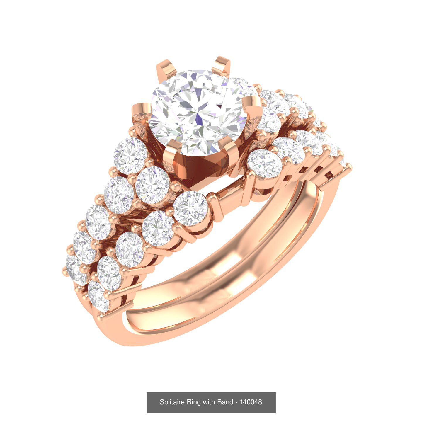 224  Solitaire Rings with bands 3dm stl renders details 3D Model Collection_45
