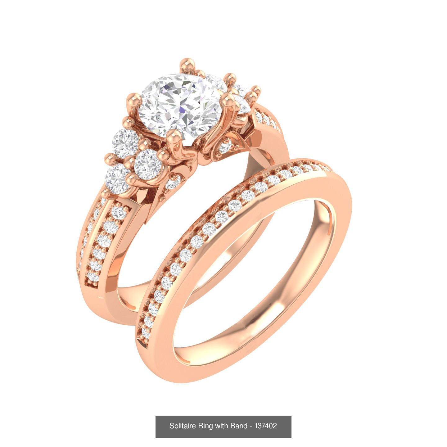 224  Solitaire Rings with bands 3dm stl renders details 3D Model Collection_259