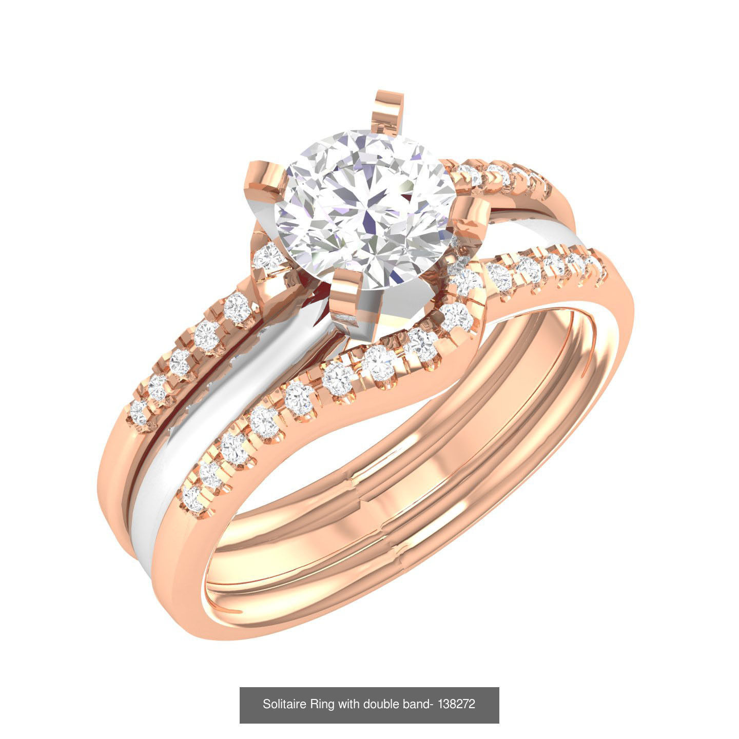 224  Solitaire Rings with bands 3dm stl renders details 3D Model Collection_73