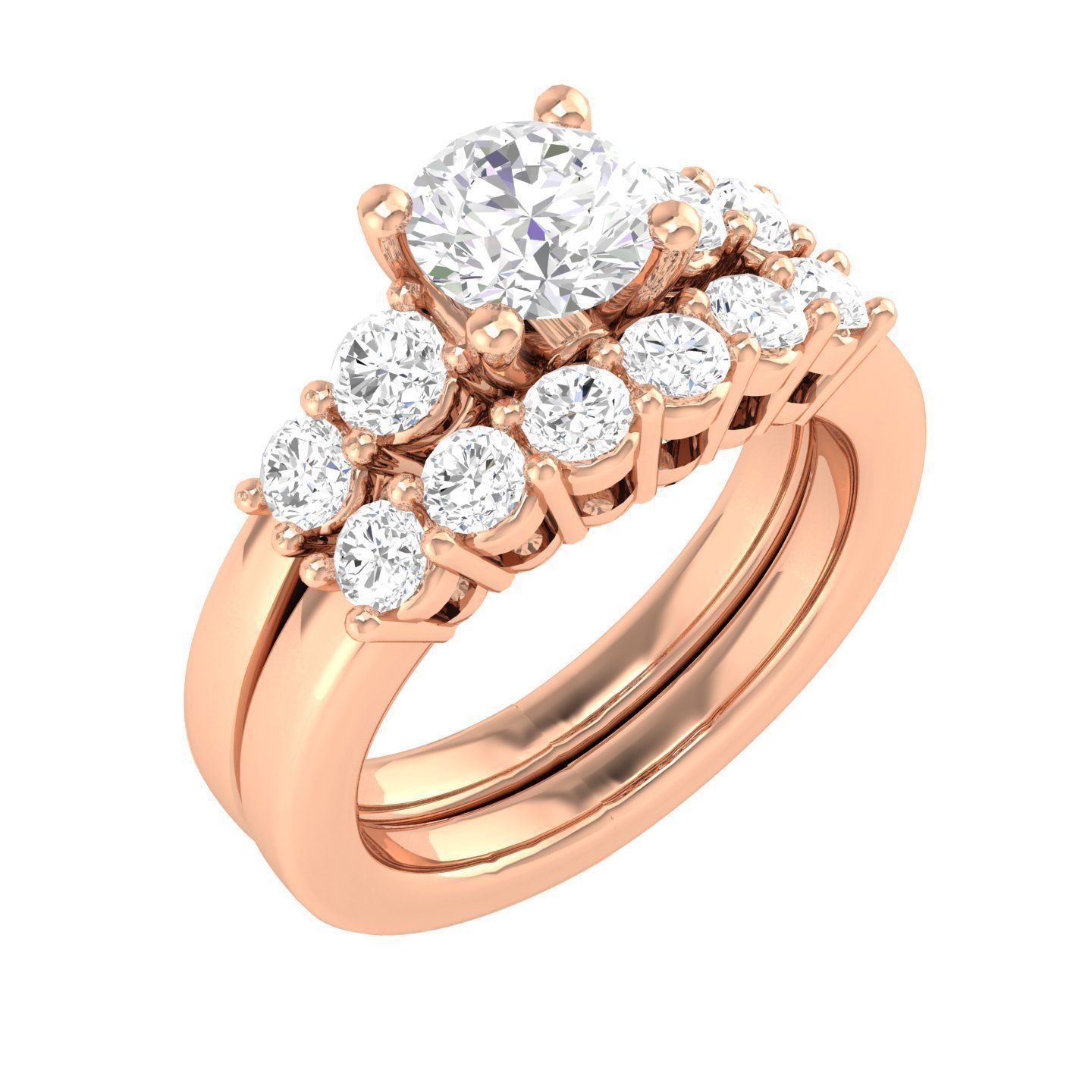 224  Solitaire Rings with bands 3dm stl renders details 3D Model Collection_240