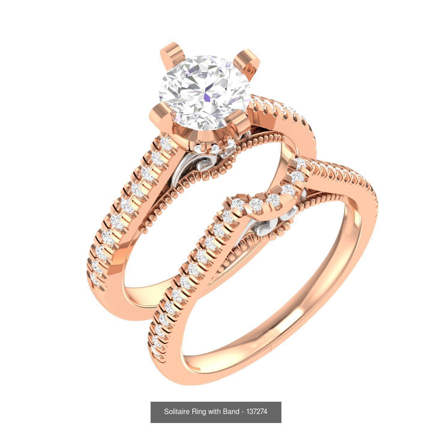 224  Solitaire Rings with bands 3dm stl renders details 3D Model Collection_281