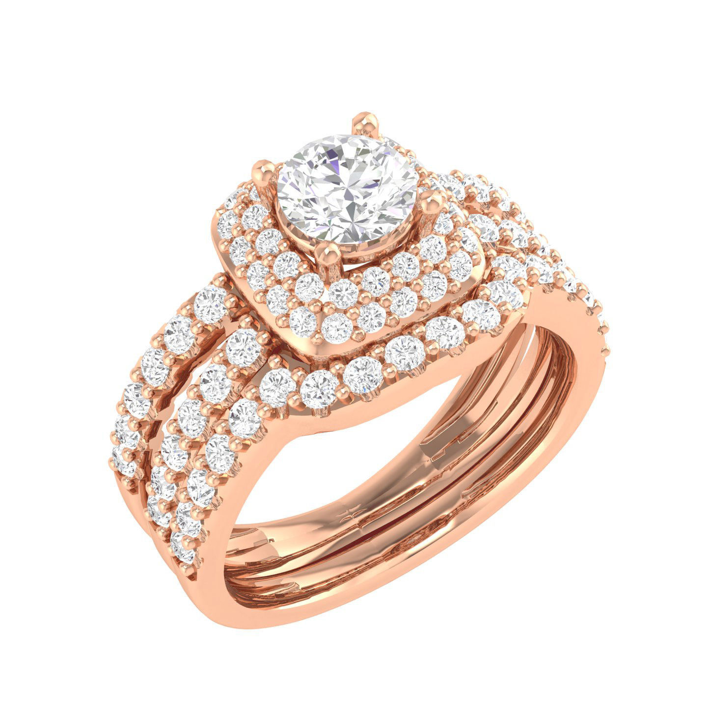 224  Solitaire Rings with bands 3dm stl renders details 3D Model Collection_252