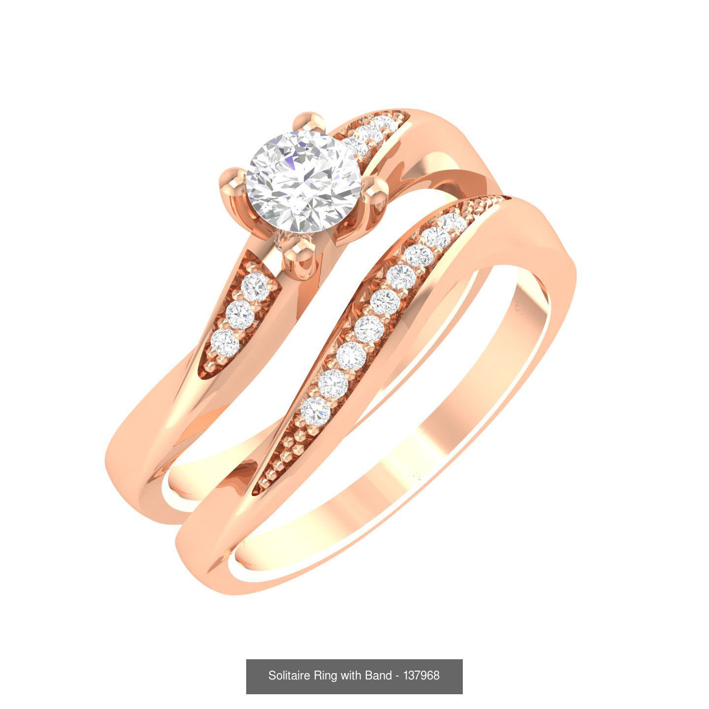 224  Solitaire Rings with bands 3dm stl renders details 3D Model Collection_105
