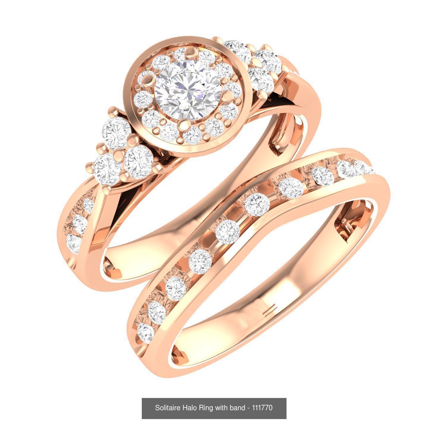 224  Solitaire Rings with bands 3dm stl renders details 3D Model Collection_340