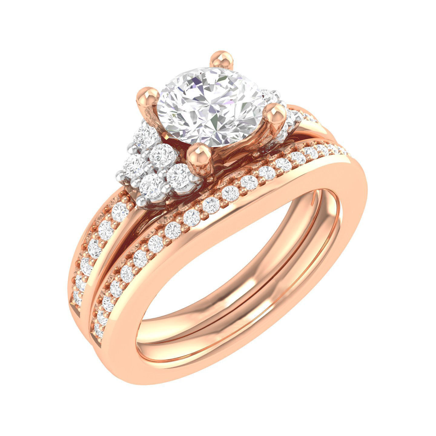 224  Solitaire Rings with bands 3dm stl renders details 3D Model Collection_144
