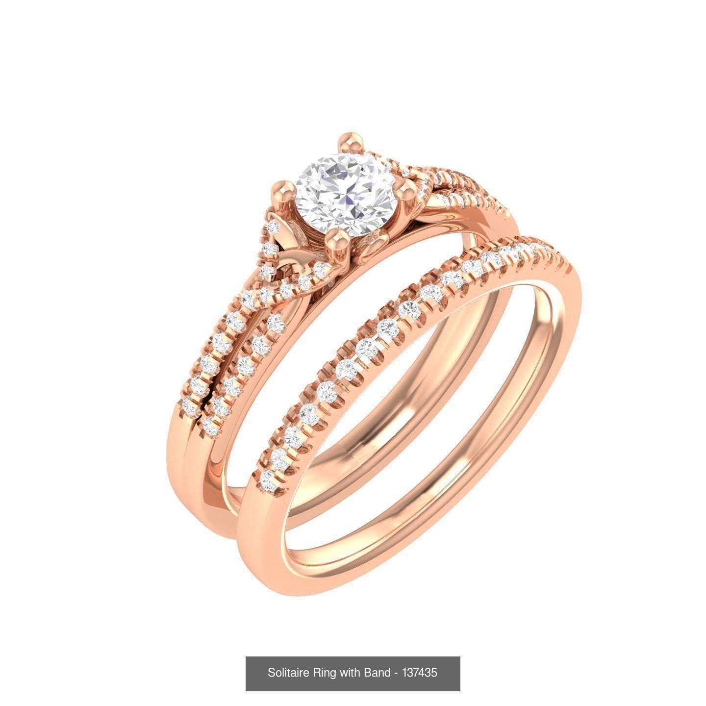224  Solitaire Rings with bands 3dm stl renders details 3D Model Collection_227