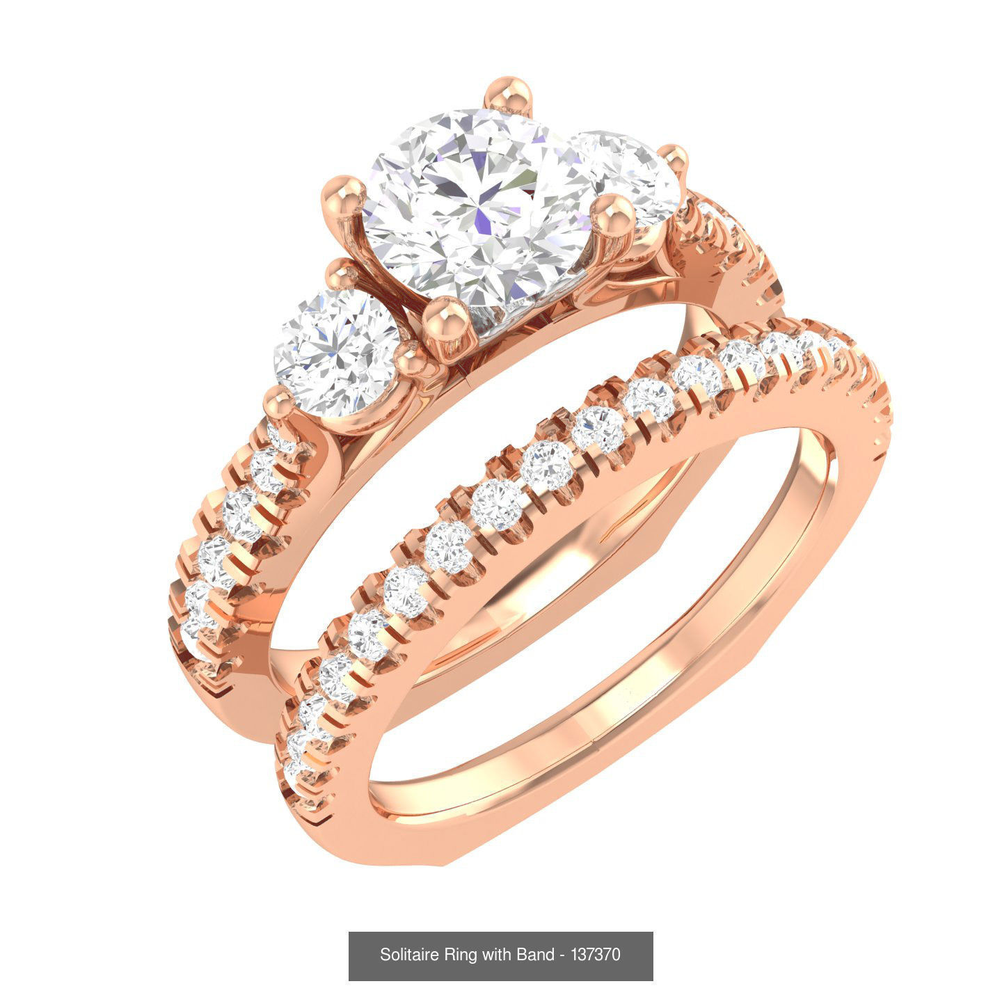 224  Solitaire Rings with bands 3dm stl renders details 3D Model Collection_269