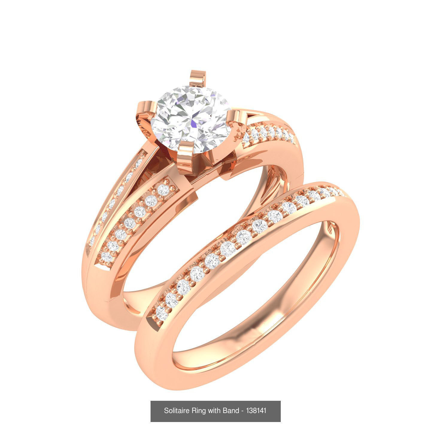 224  Solitaire Rings with bands 3dm stl renders details 3D Model Collection_95