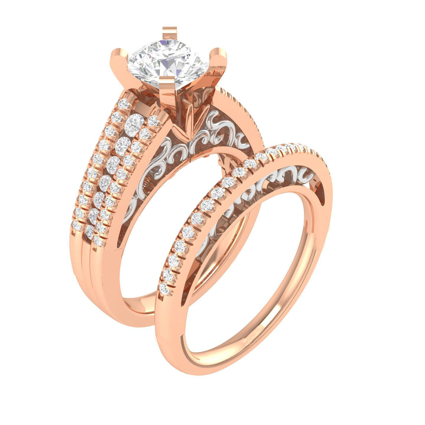 224  Solitaire Rings with bands 3dm stl renders details 3D Model Collection_38