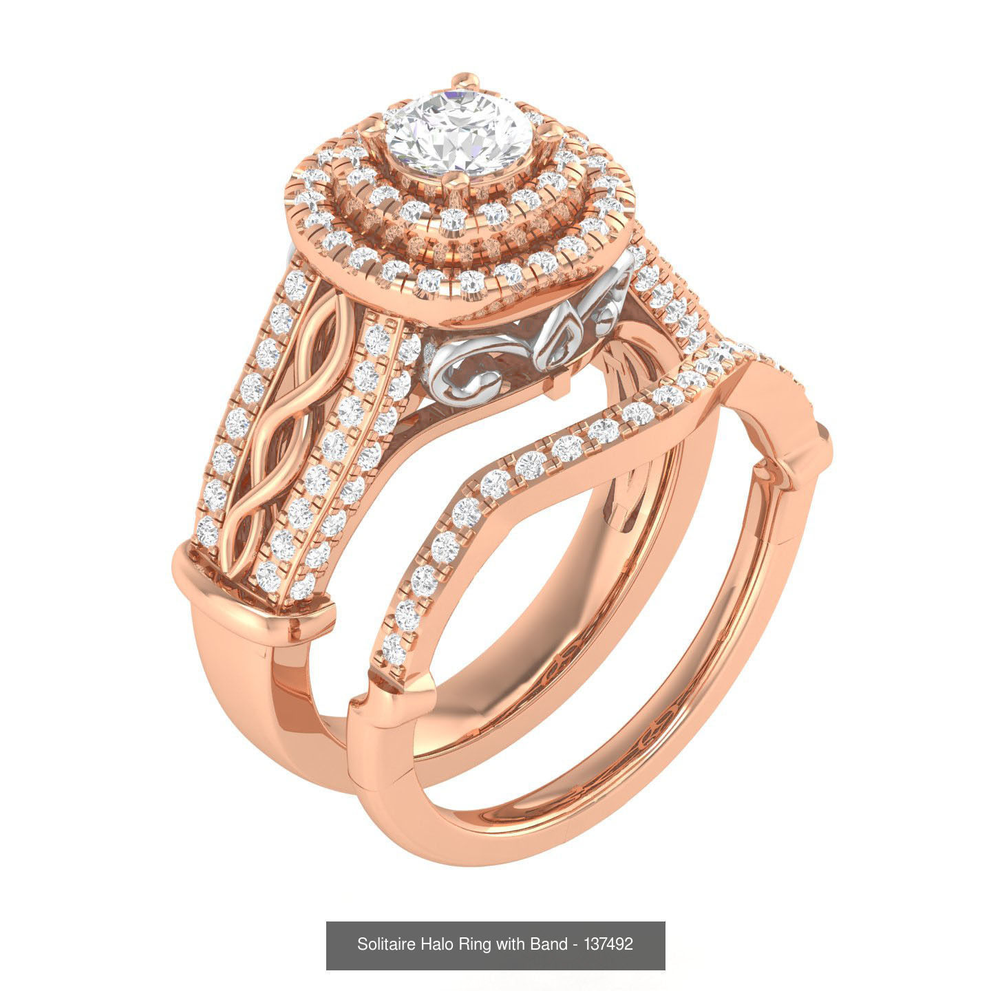 224  Solitaire Rings with bands 3dm stl renders details 3D Model Collection_209