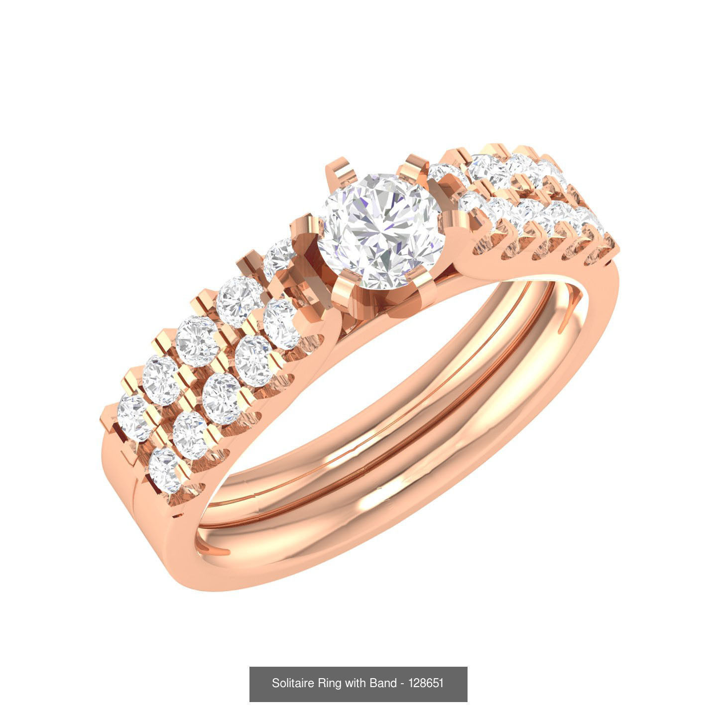 224  Solitaire Rings with bands 3dm stl renders details 3D Model Collection_327