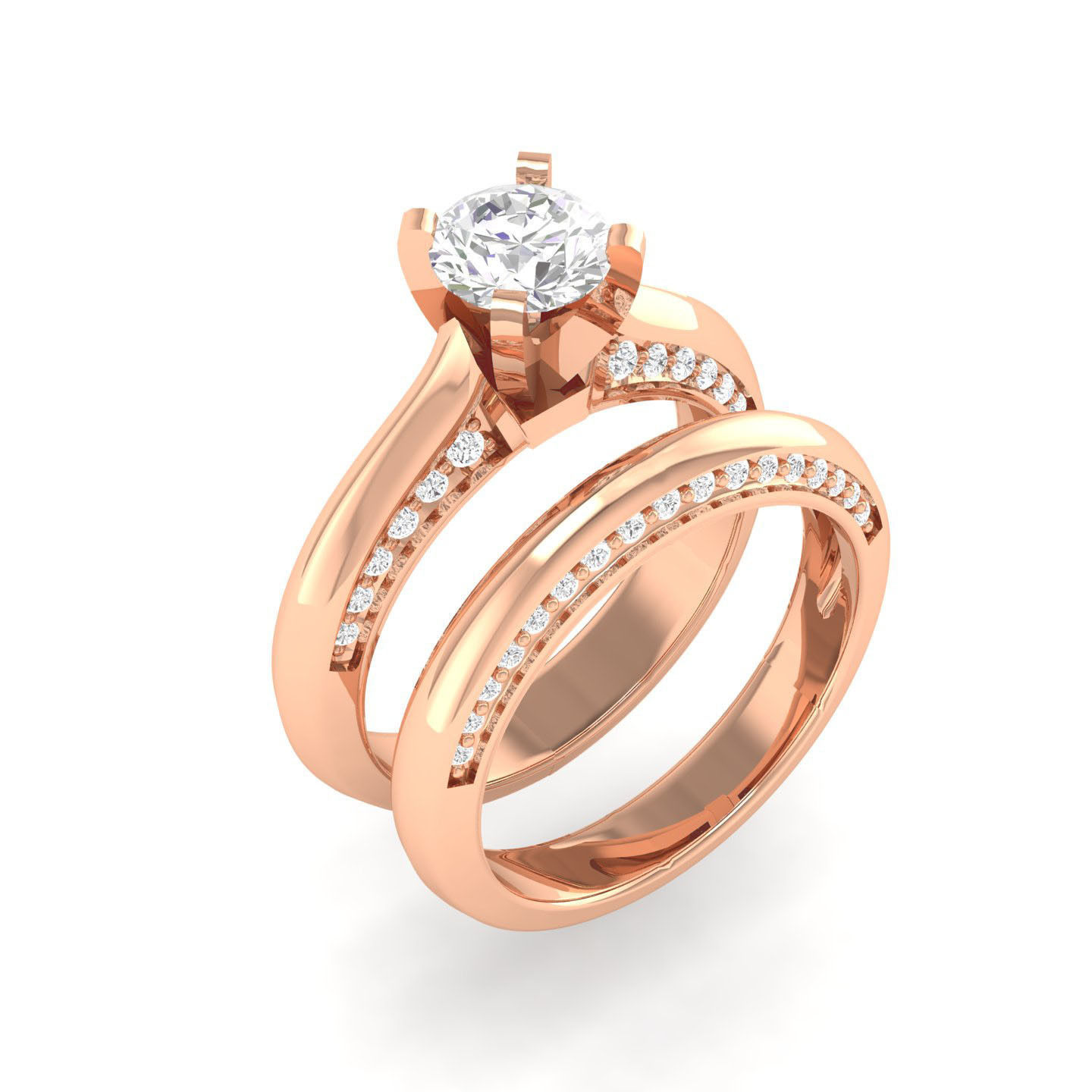 224  Solitaire Rings with bands 3dm stl renders details 3D Model Collection_208