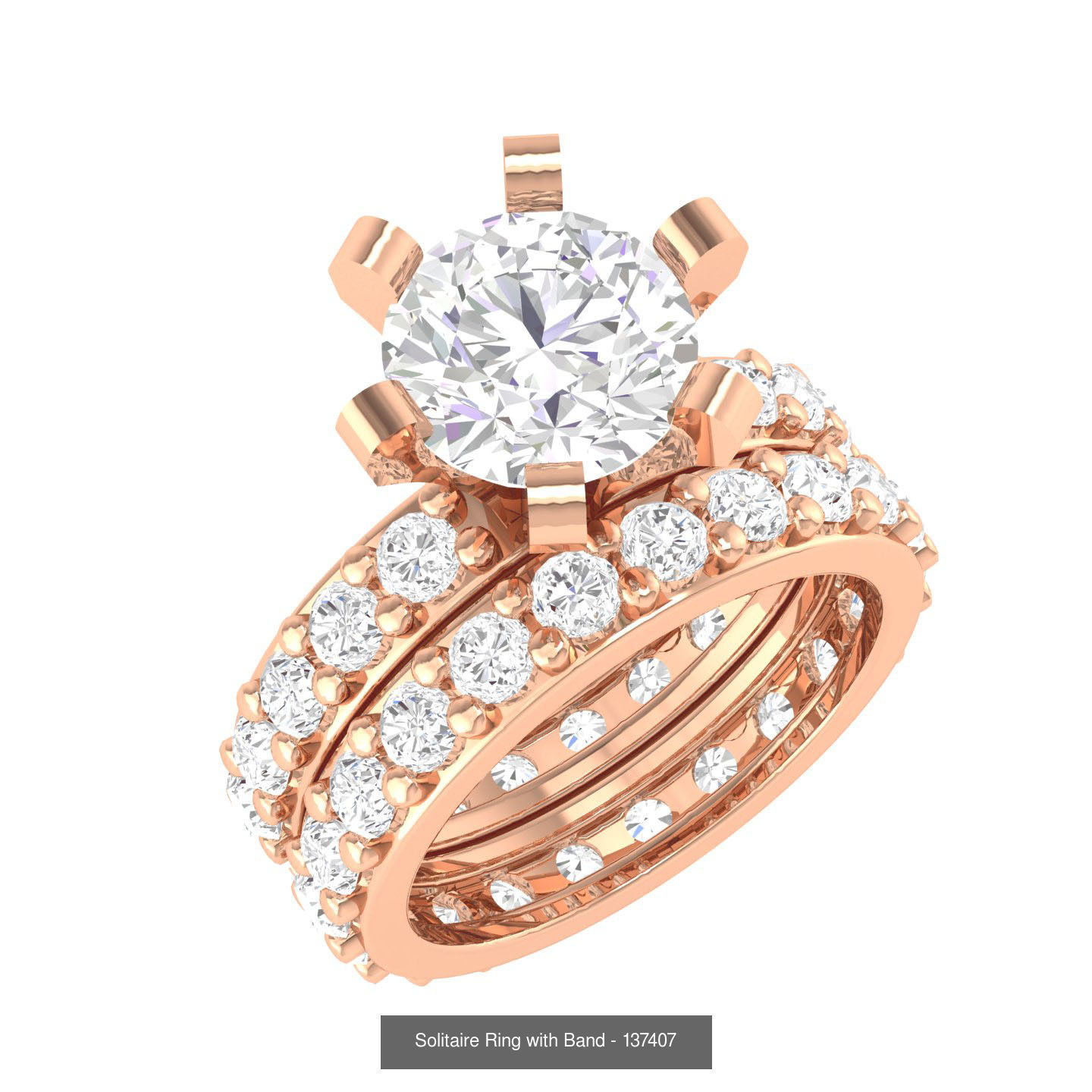 224  Solitaire Rings with bands 3dm stl renders details 3D Model Collection_251