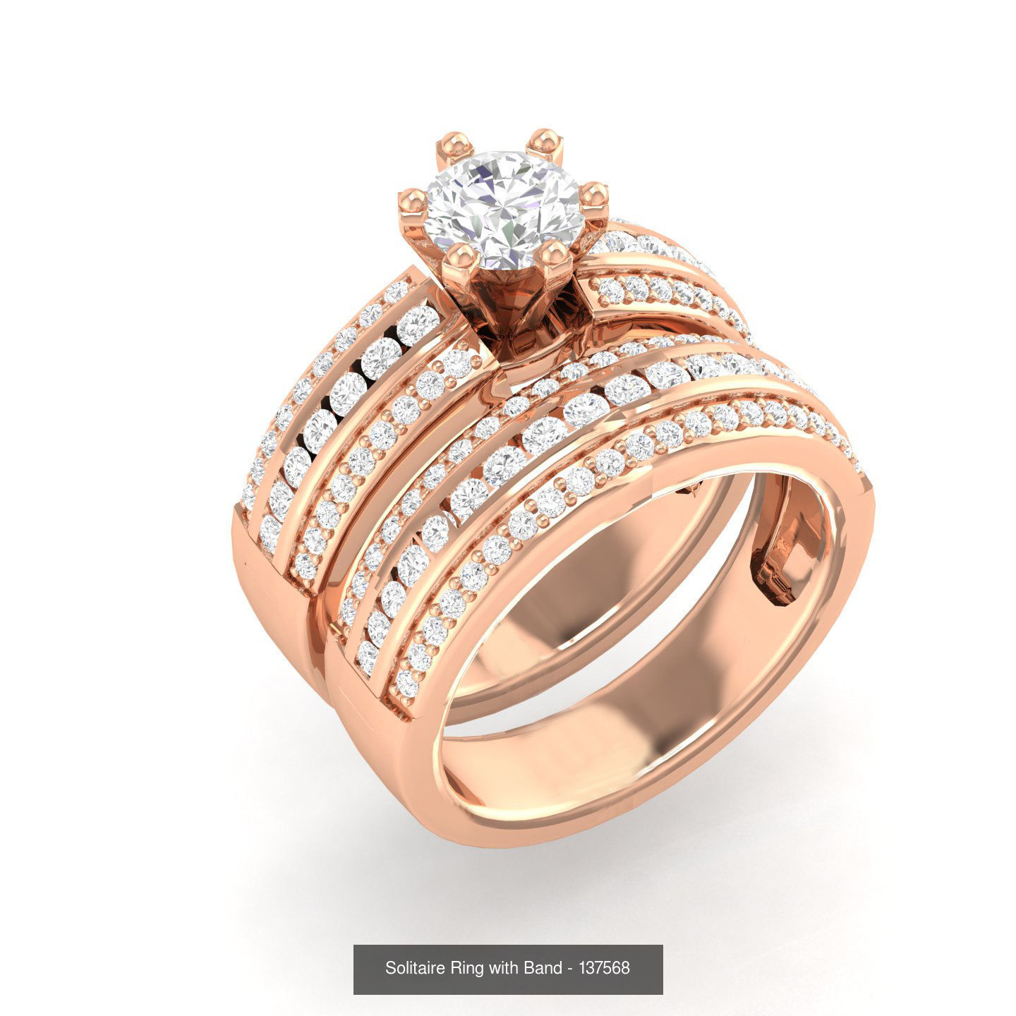 224  Solitaire Rings with bands 3dm stl renders details 3D Model Collection_165