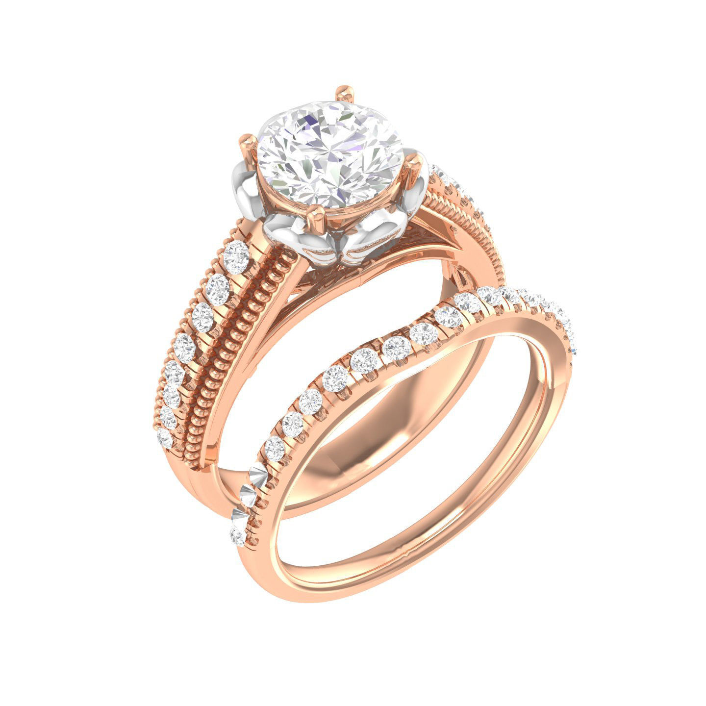 224  Solitaire Rings with bands 3dm stl renders details 3D Model Collection_78