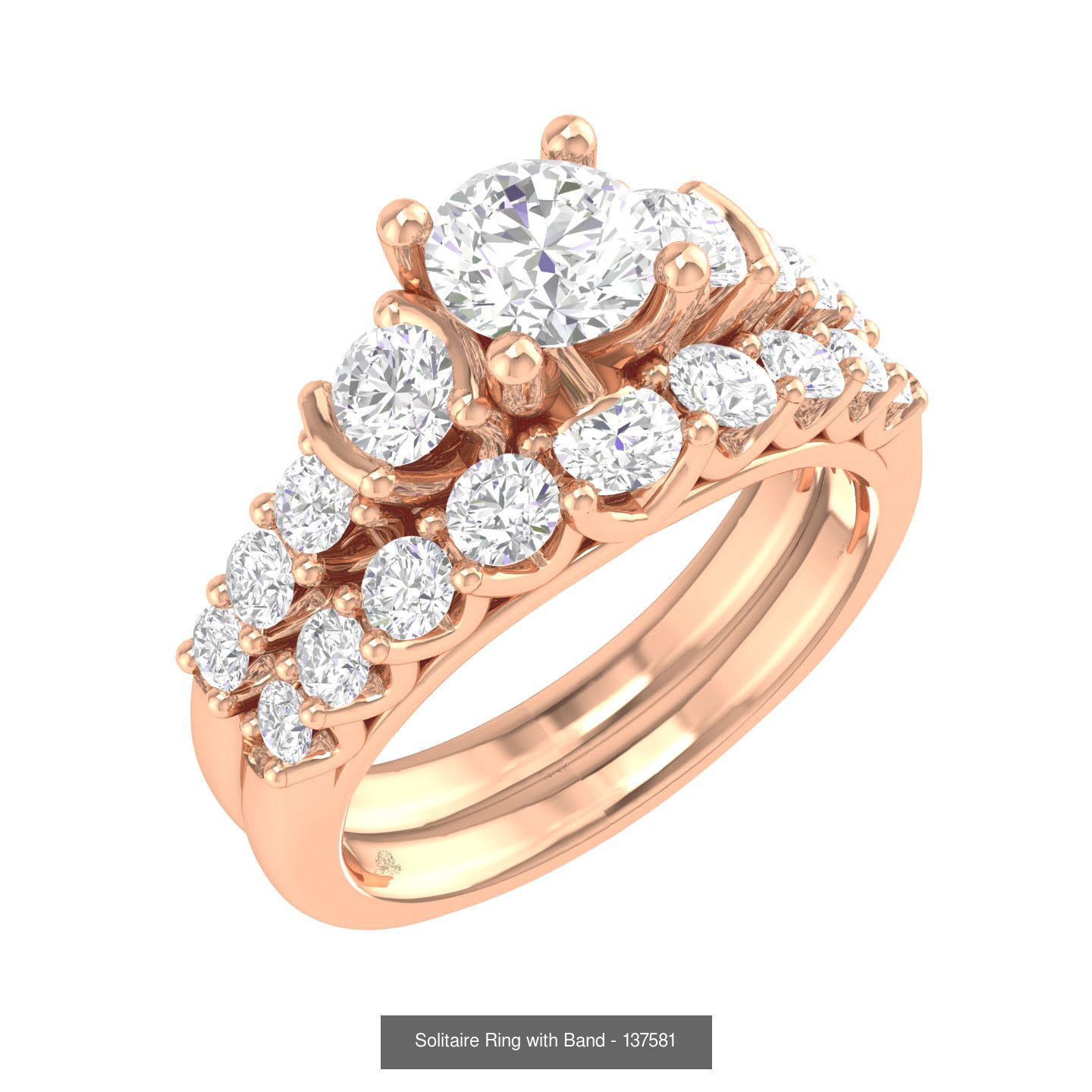 224  Solitaire Rings with bands 3dm stl renders details 3D Model Collection_161