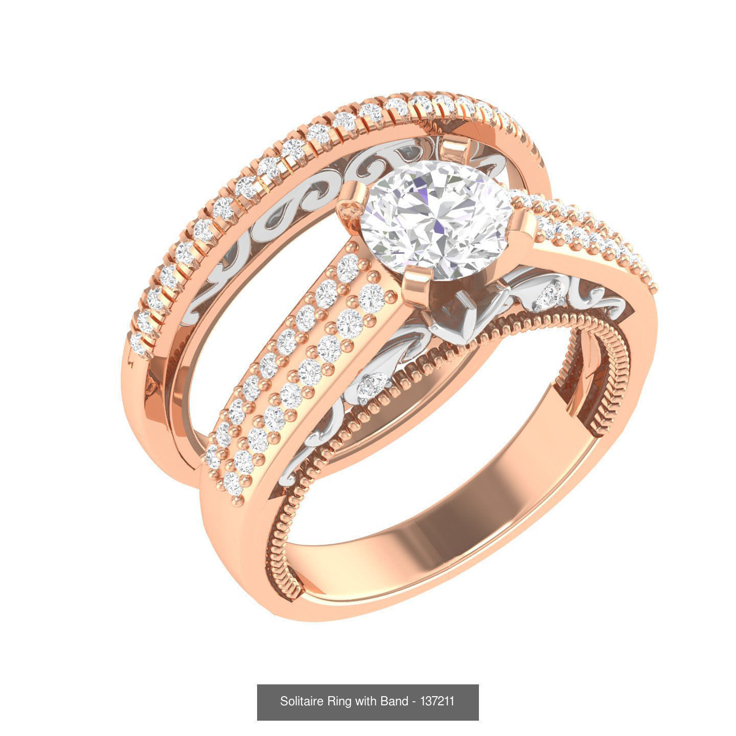 224  Solitaire Rings with bands 3dm stl renders details 3D Model Collection_289
