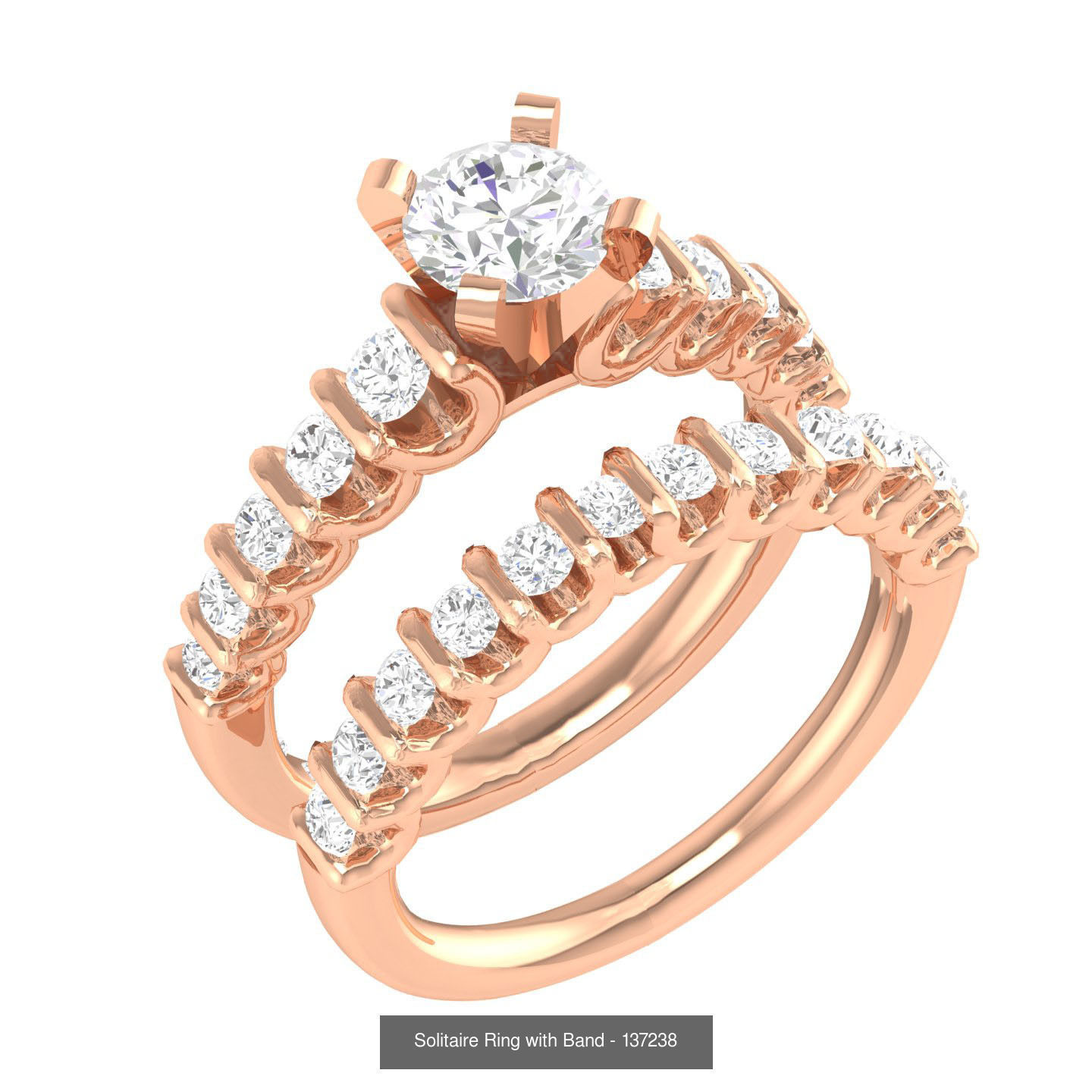 224  Solitaire Rings with bands 3dm stl renders details 3D Model Collection_285
