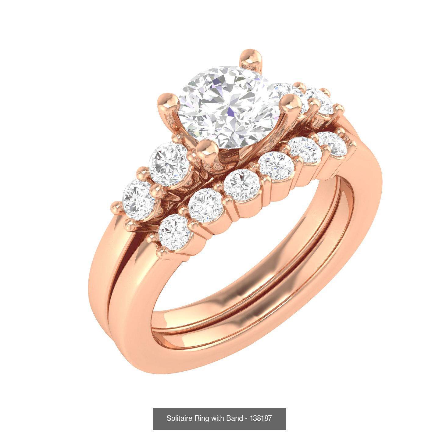 224  Solitaire Rings with bands 3dm stl renders details 3D Model Collection_85