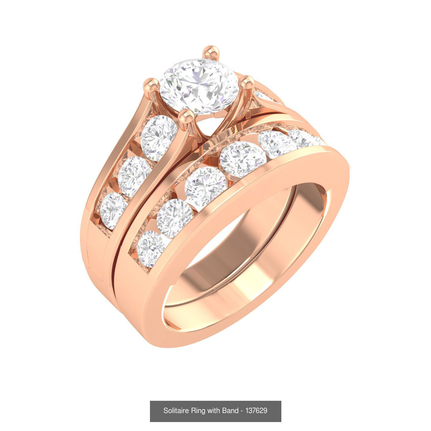 224  Solitaire Rings with bands 3dm stl renders details 3D Model Collection_129