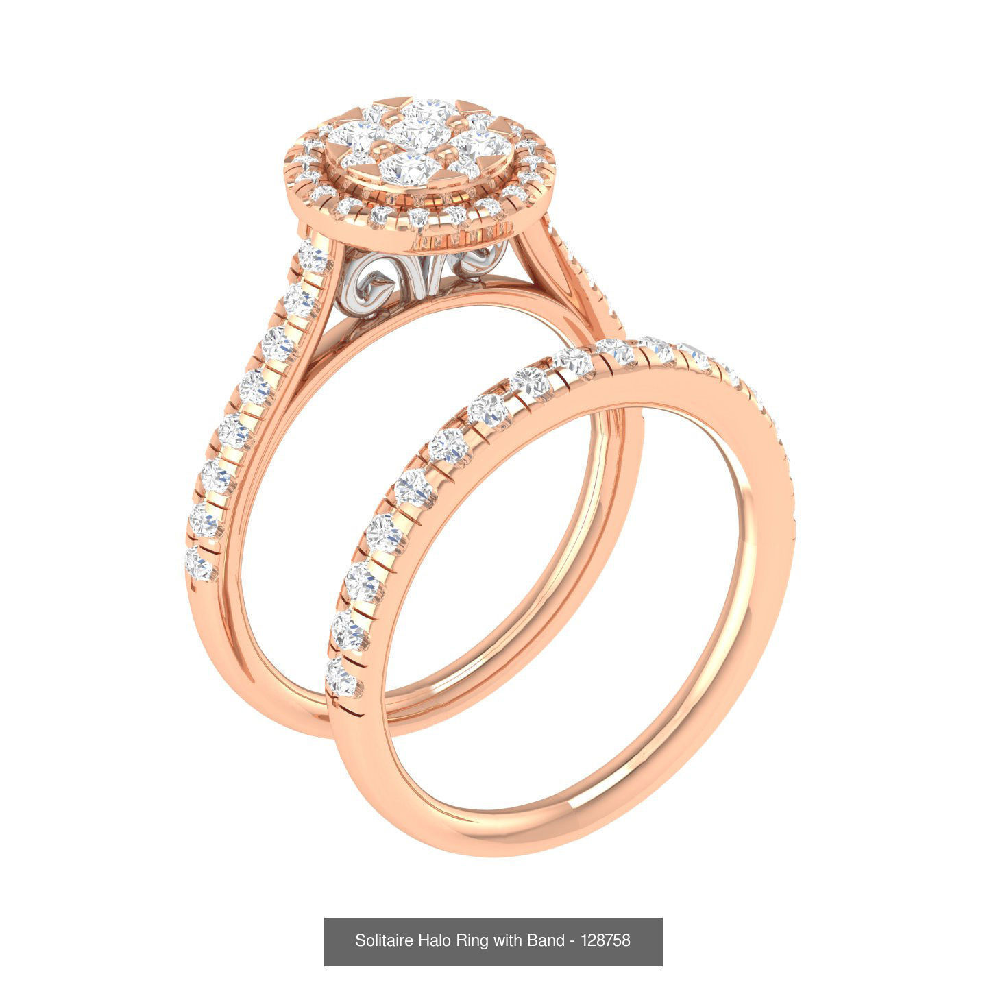 224  Solitaire Rings with bands 3dm stl renders details 3D Model Collection_321