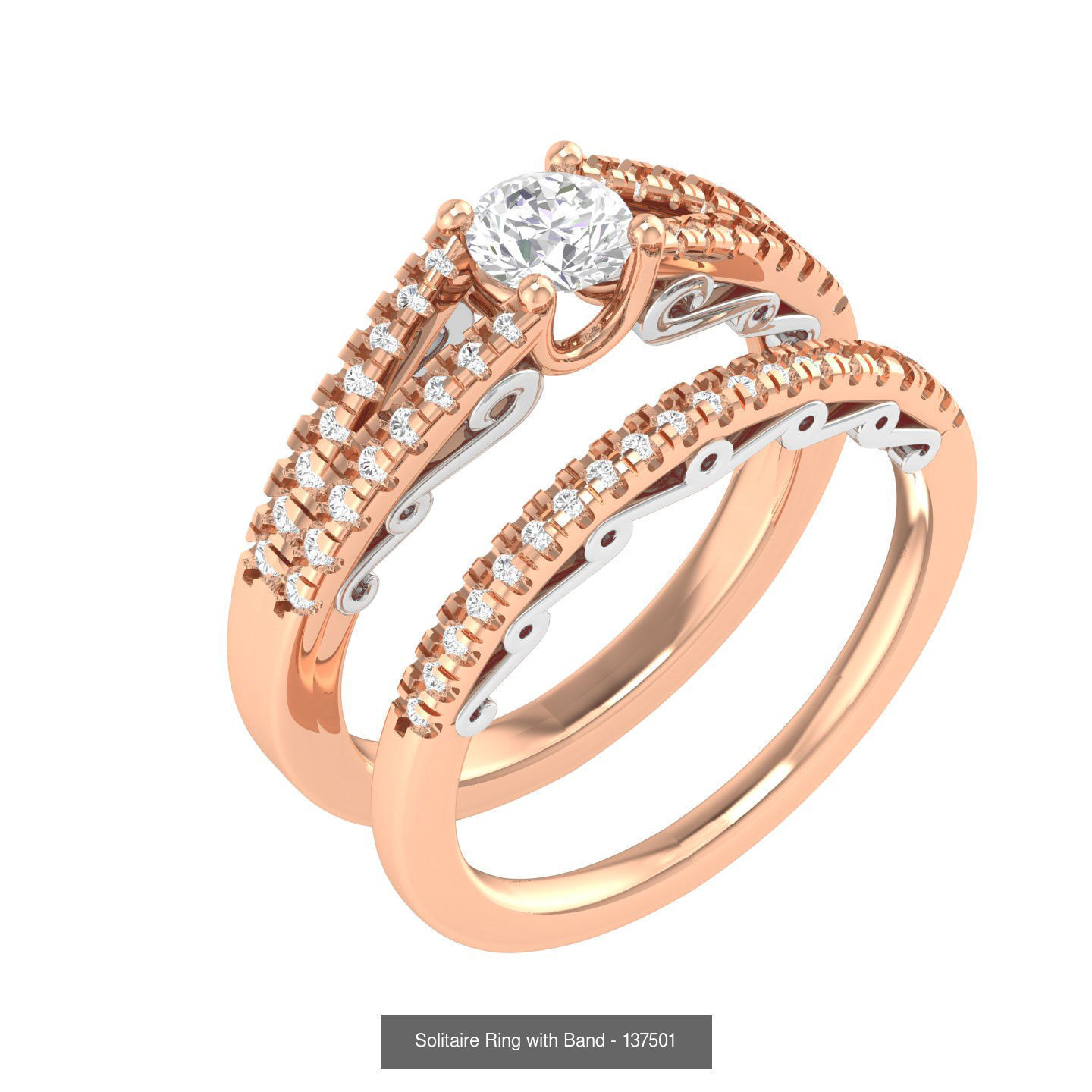 224  Solitaire Rings with bands 3dm stl renders details 3D Model Collection_201