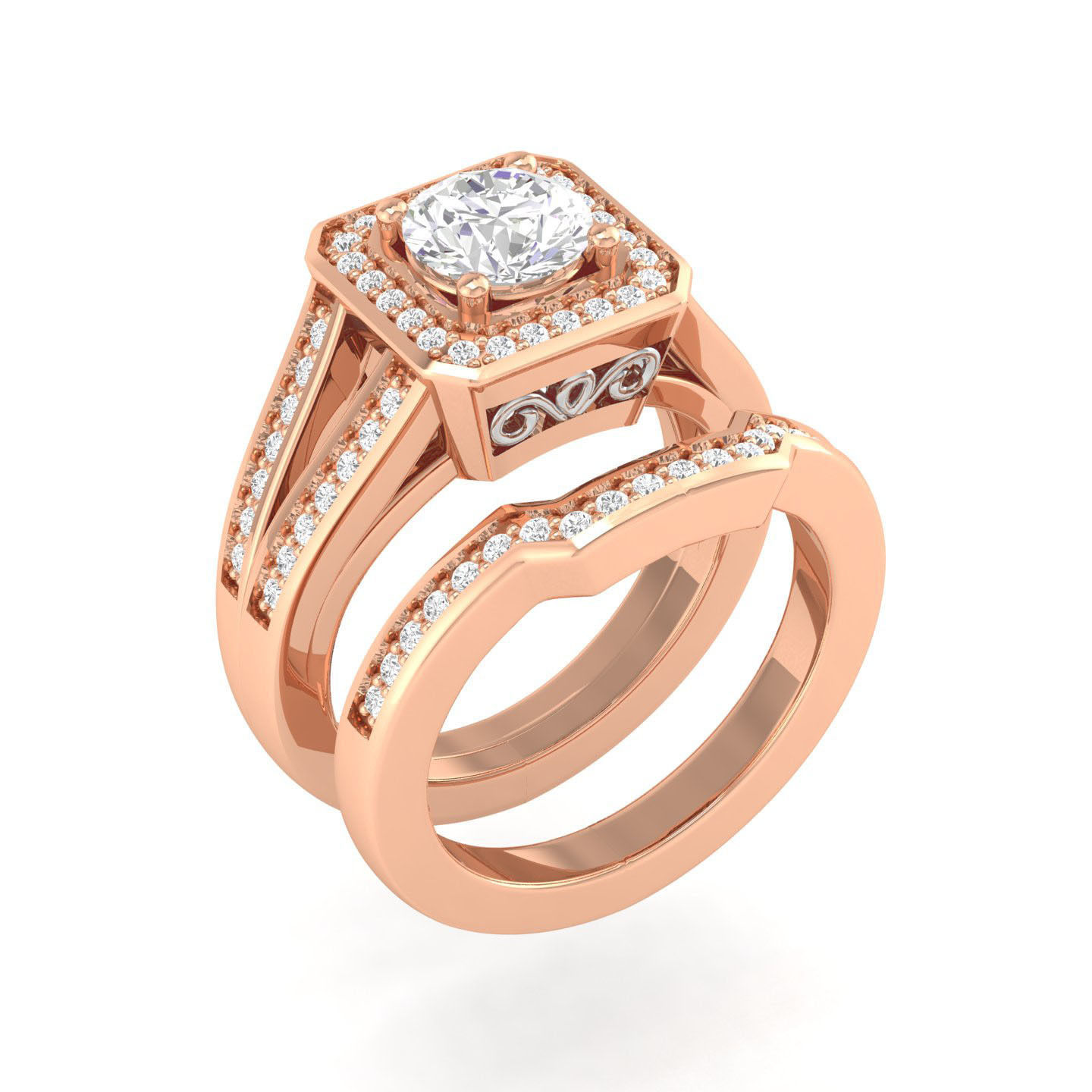 224  Solitaire Rings with bands 3dm stl renders details 3D Model Collection_258