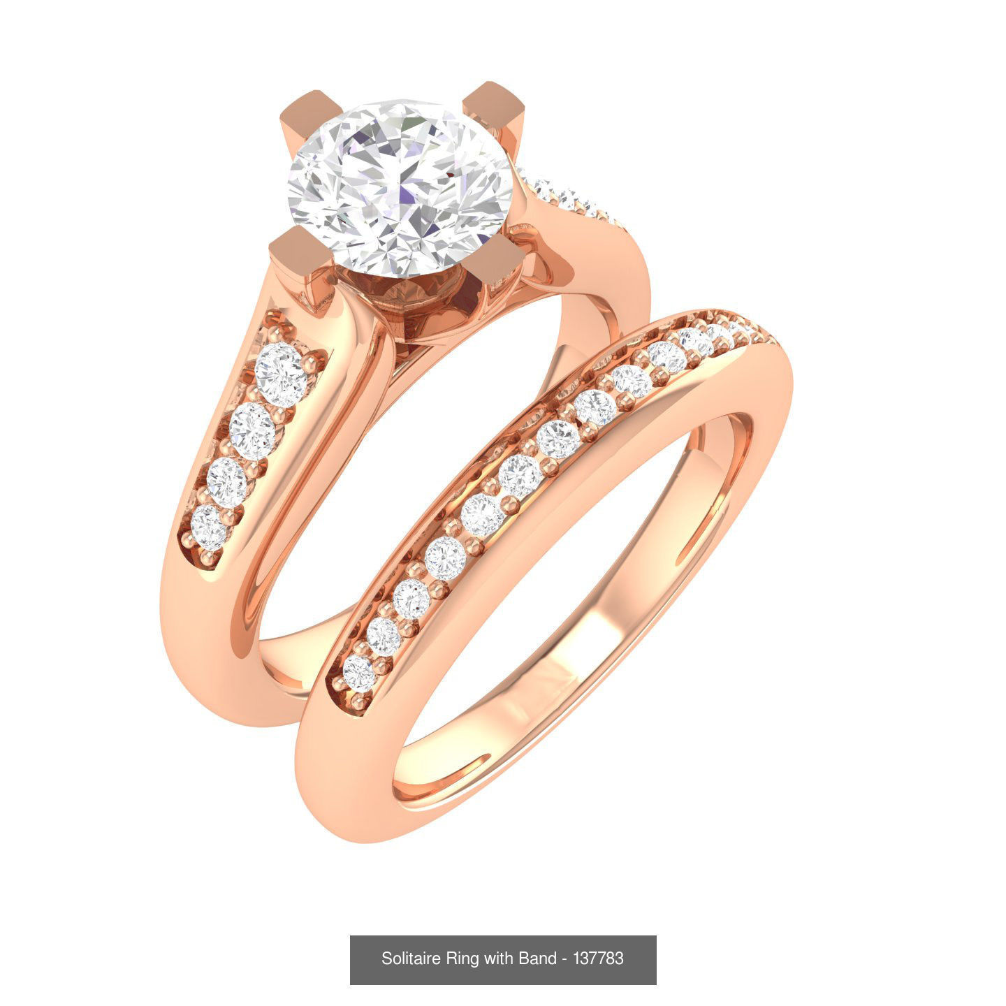 224  Solitaire Rings with bands 3dm stl renders details 3D Model Collection_115
