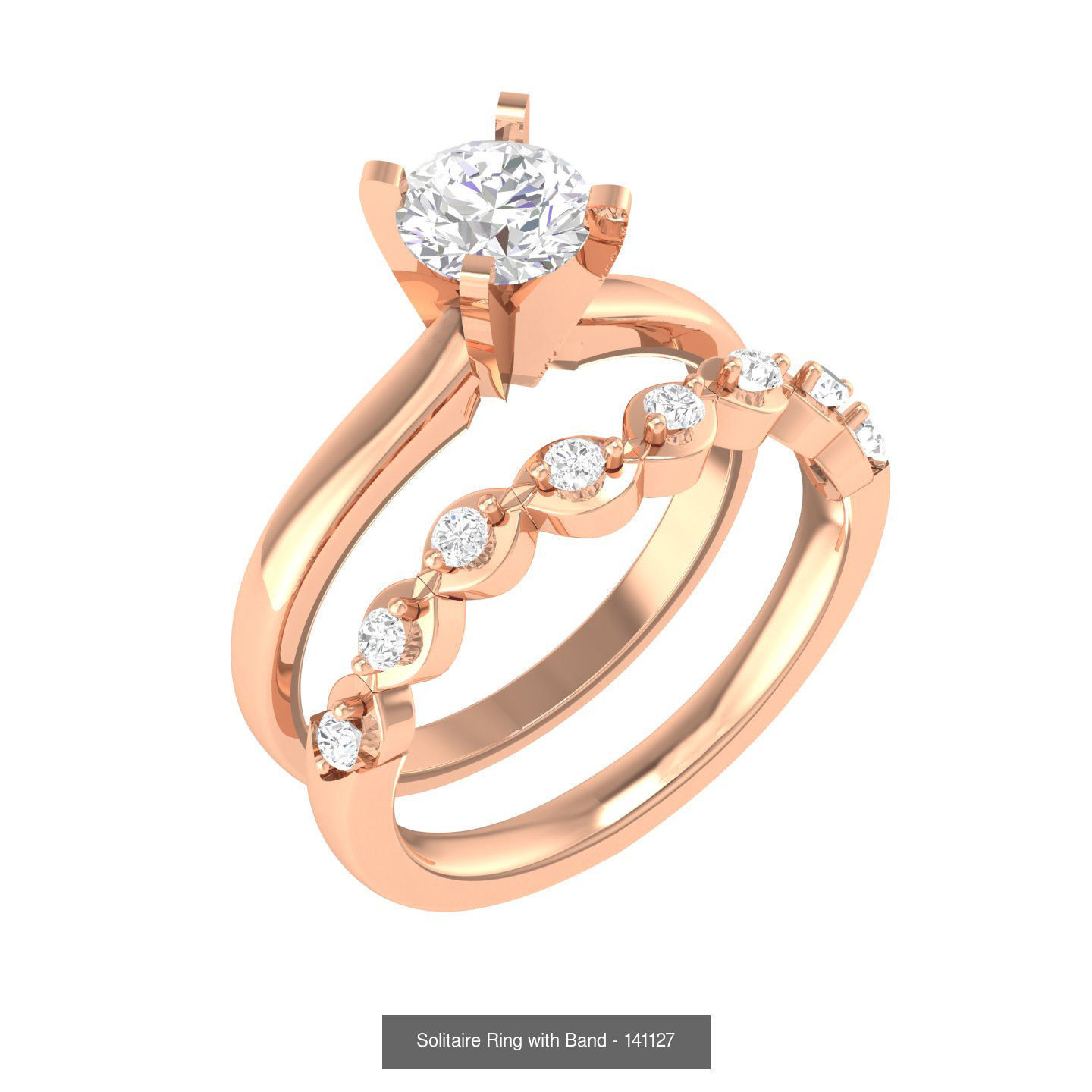224  Solitaire Rings with bands 3dm stl renders details 3D Model Collection_13