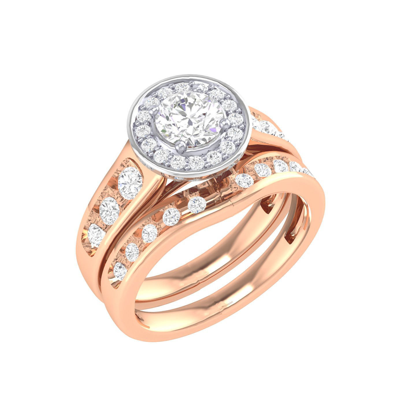 224  Solitaire Rings with bands 3dm stl renders details 3D Model Collection_48