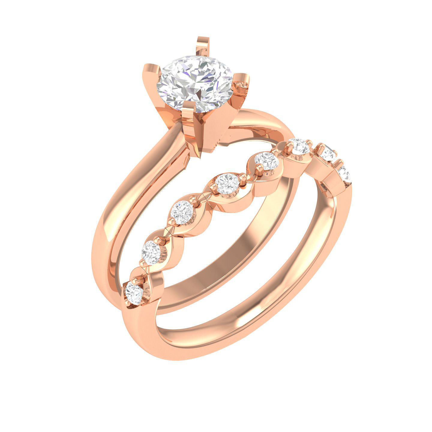 224  Solitaire Rings with bands 3dm stl renders details 3D Model Collection_254