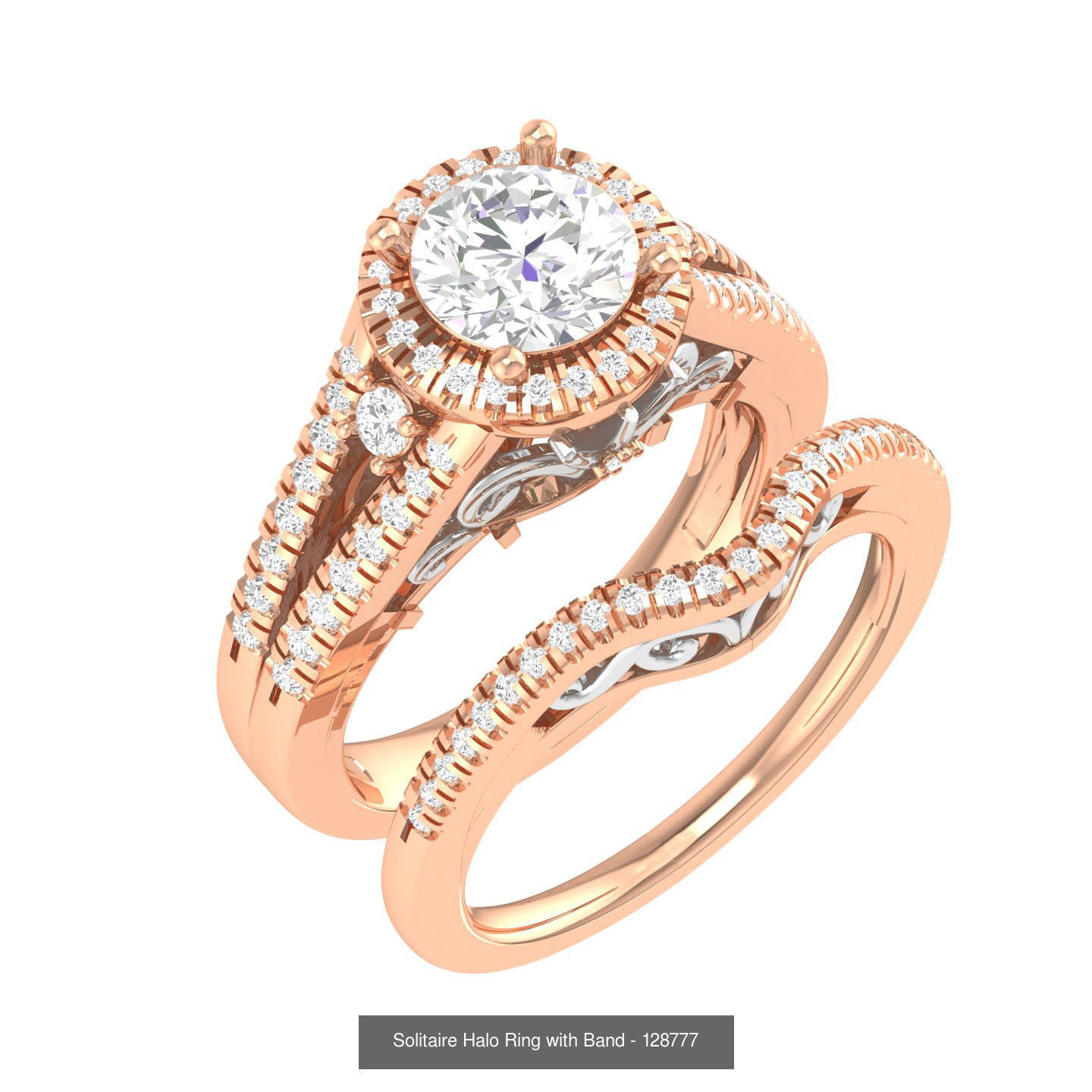 224  Solitaire Rings with bands 3dm stl renders details 3D Model Collection_315