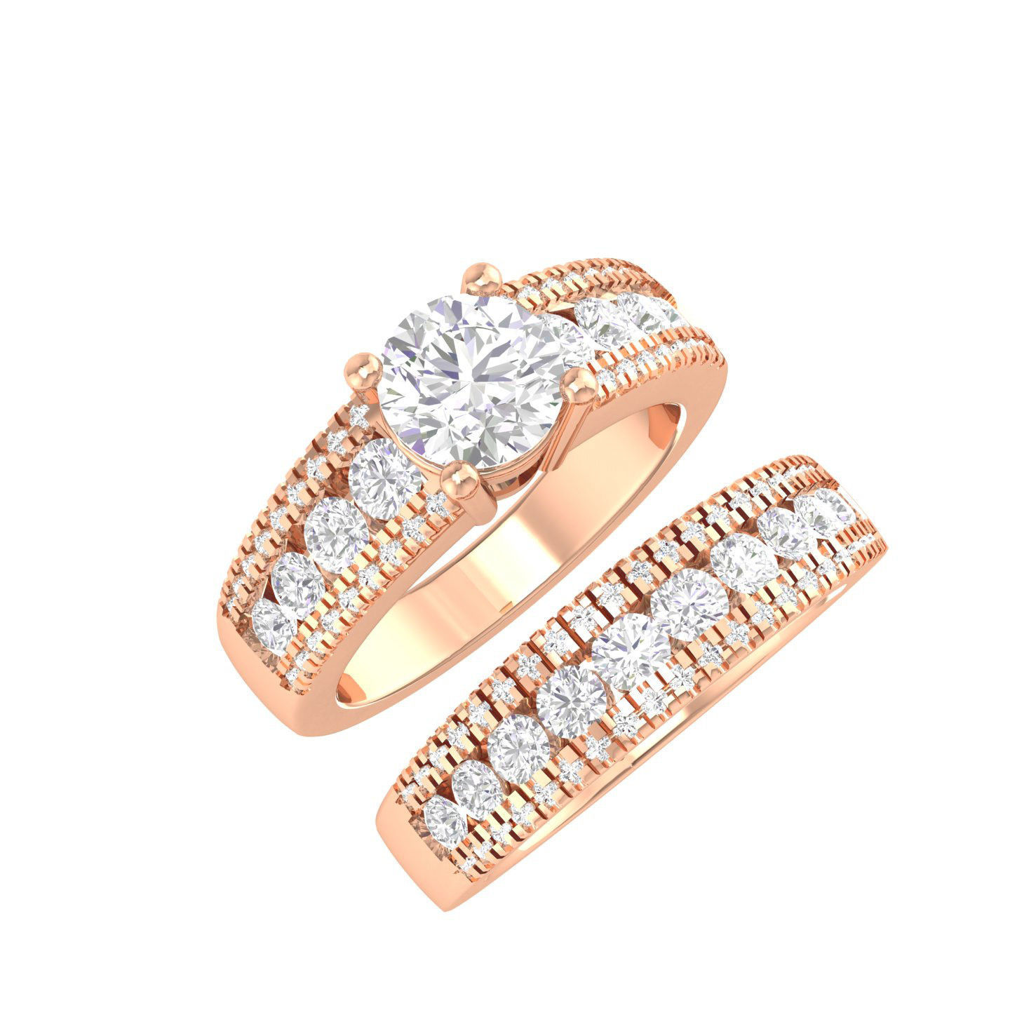 224  Solitaire Rings with bands 3dm stl renders details 3D Model Collection_268
