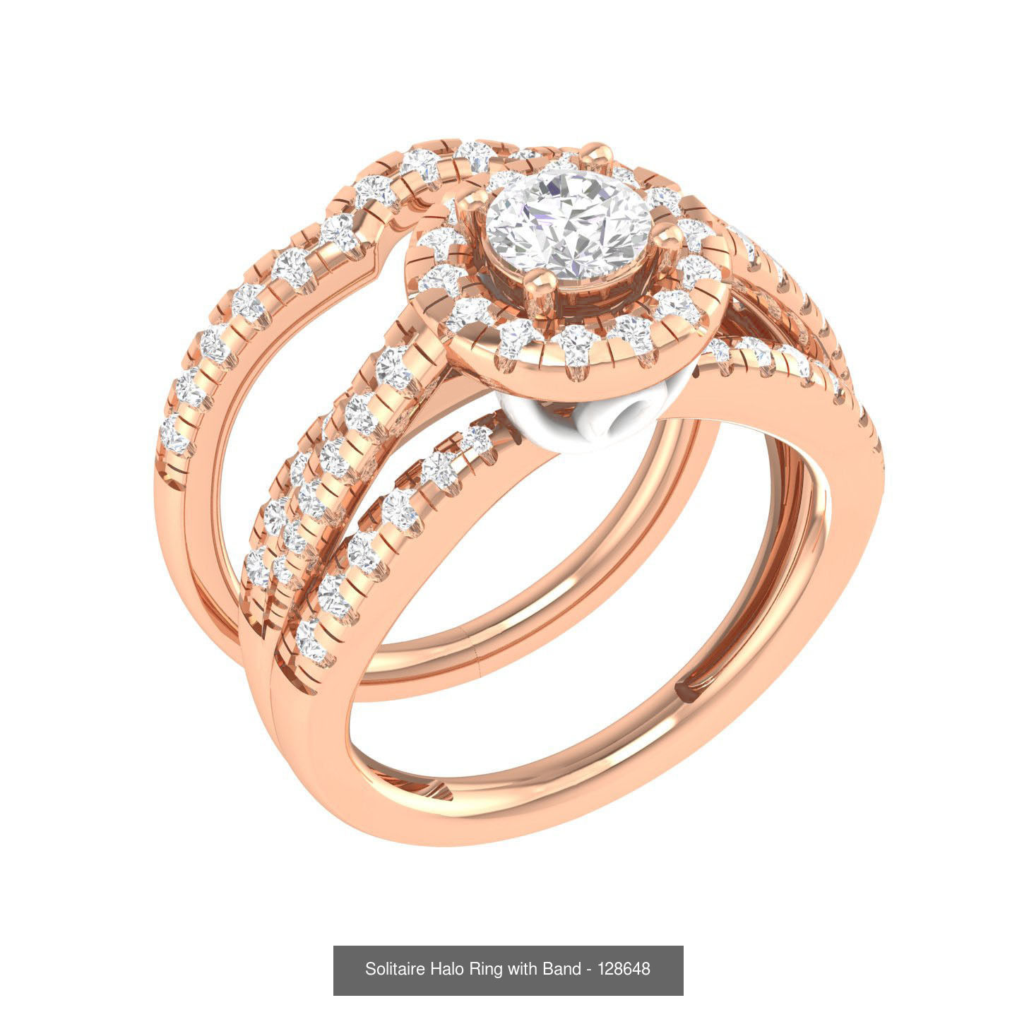 224  Solitaire Rings with bands 3dm stl renders details 3D Model Collection_329