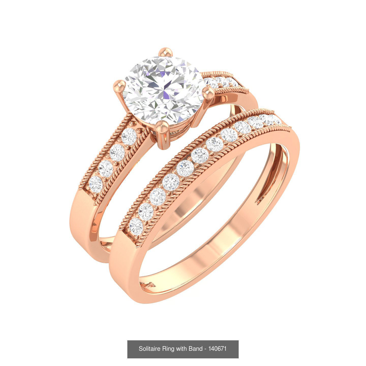 224  Solitaire Rings with bands 3dm stl renders details 3D Model Collection_23
