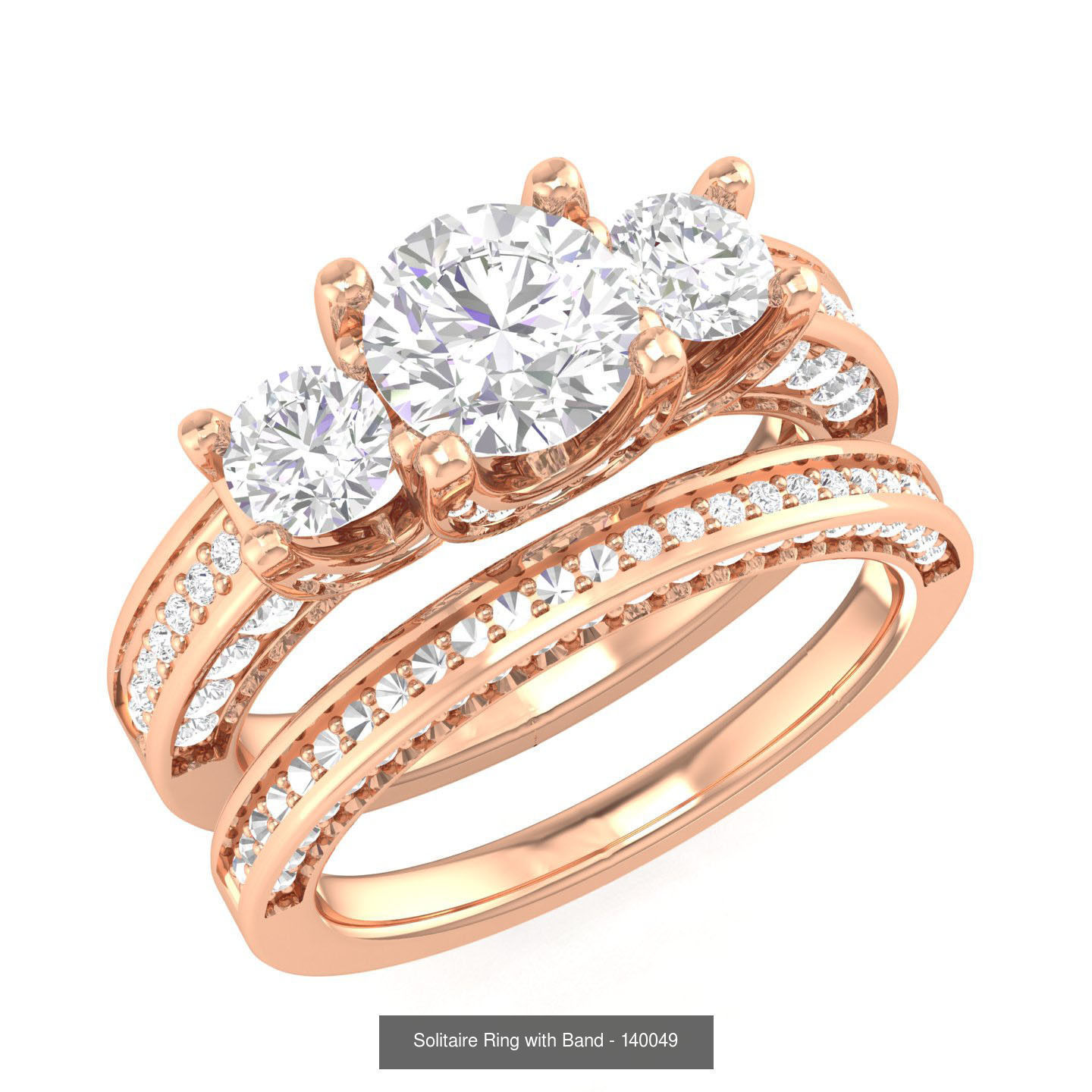224  Solitaire Rings with bands 3dm stl renders details 3D Model Collection_43