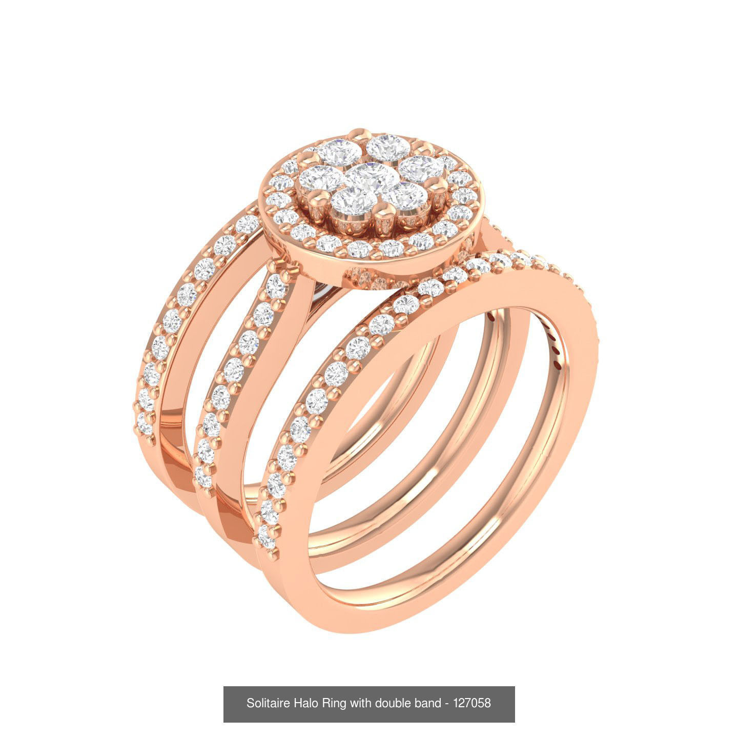 224  Solitaire Rings with bands 3dm stl renders details 3D Model Collection_333