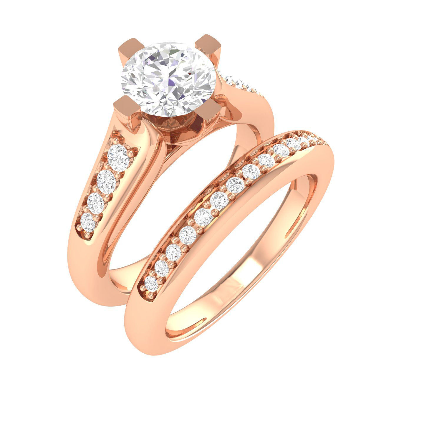 224  Solitaire Rings with bands 3dm stl renders details 3D Model Collection_294