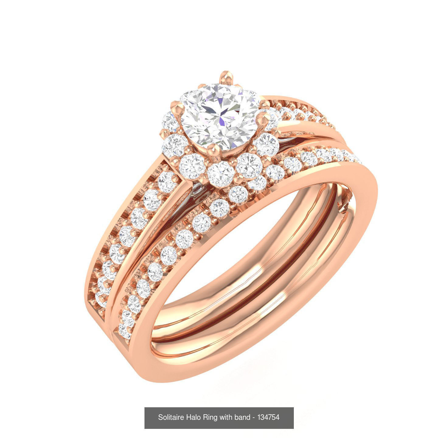 224  Solitaire Rings with bands 3dm stl renders details 3D Model Collection_301