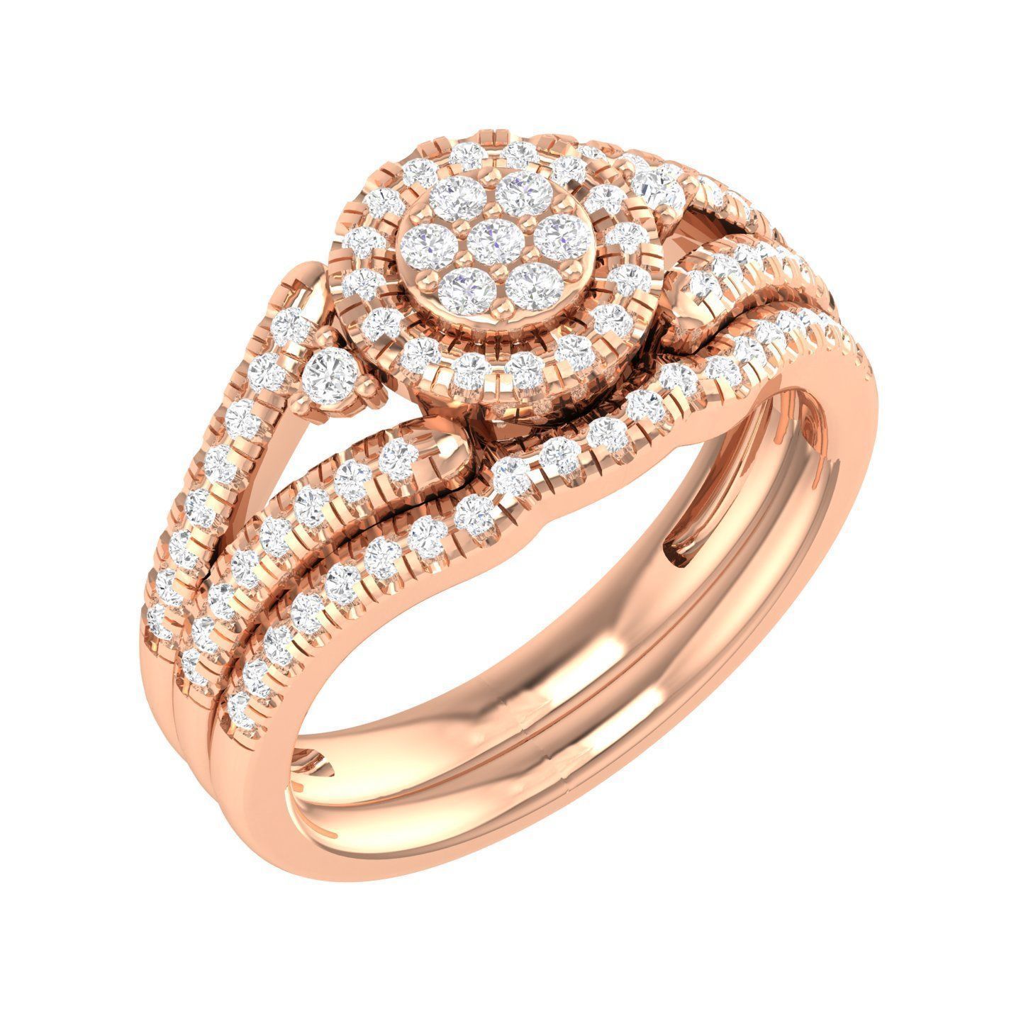 224  Solitaire Rings with bands 3dm stl renders details 3D Model Collection_84