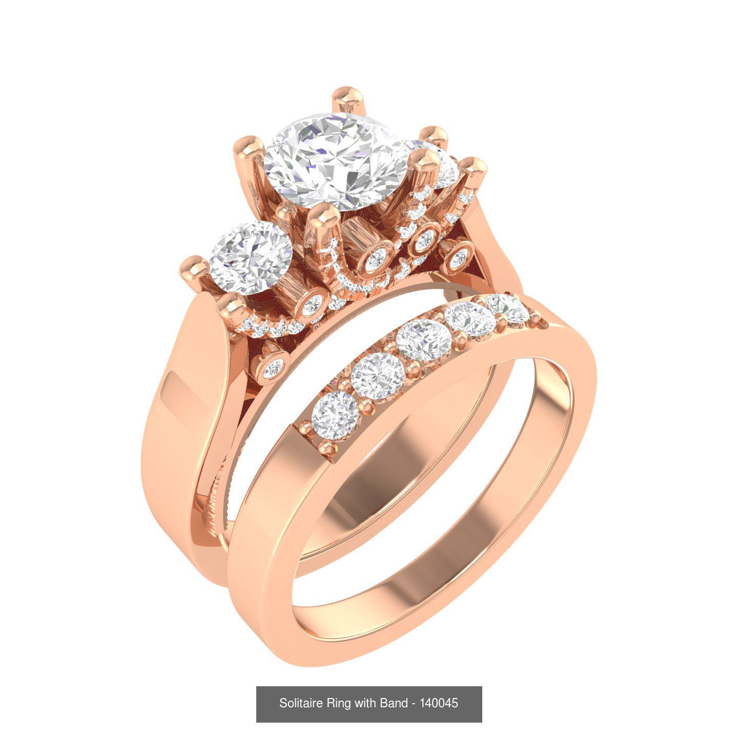 224  Solitaire Rings with bands 3dm stl renders details 3D Model Collection_49